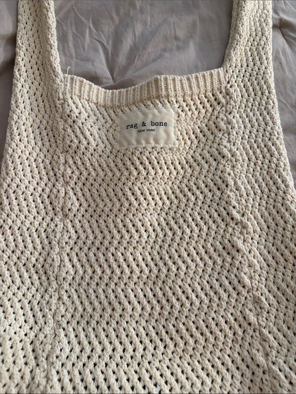 rag & bone Cream Knit Tote Bag